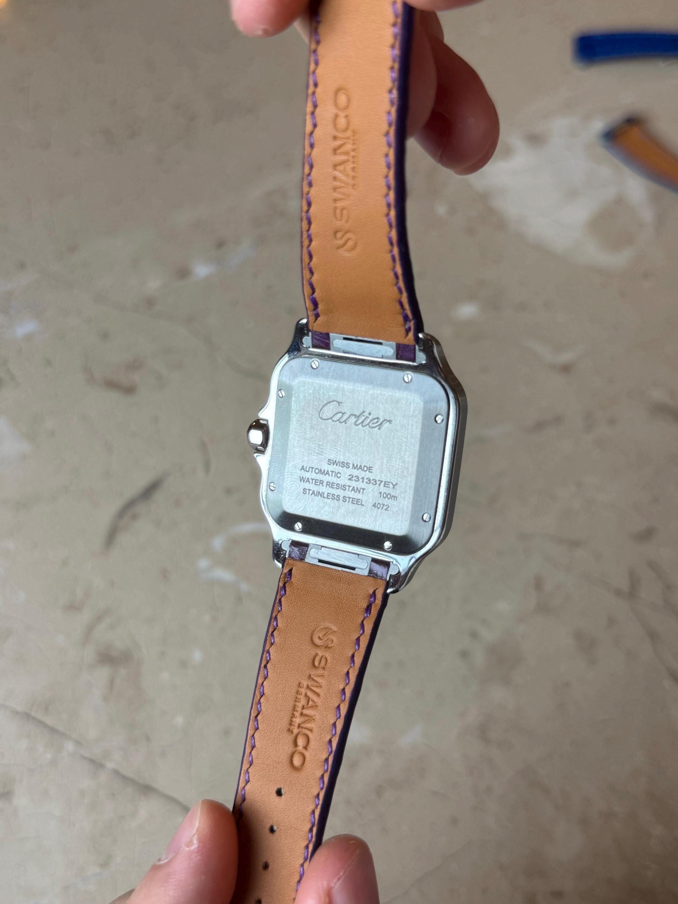 Cartier Santos Lederarmband WSSA (mittel und groß) – Schnellverschluss-kompatibles mattes Alligatorleder