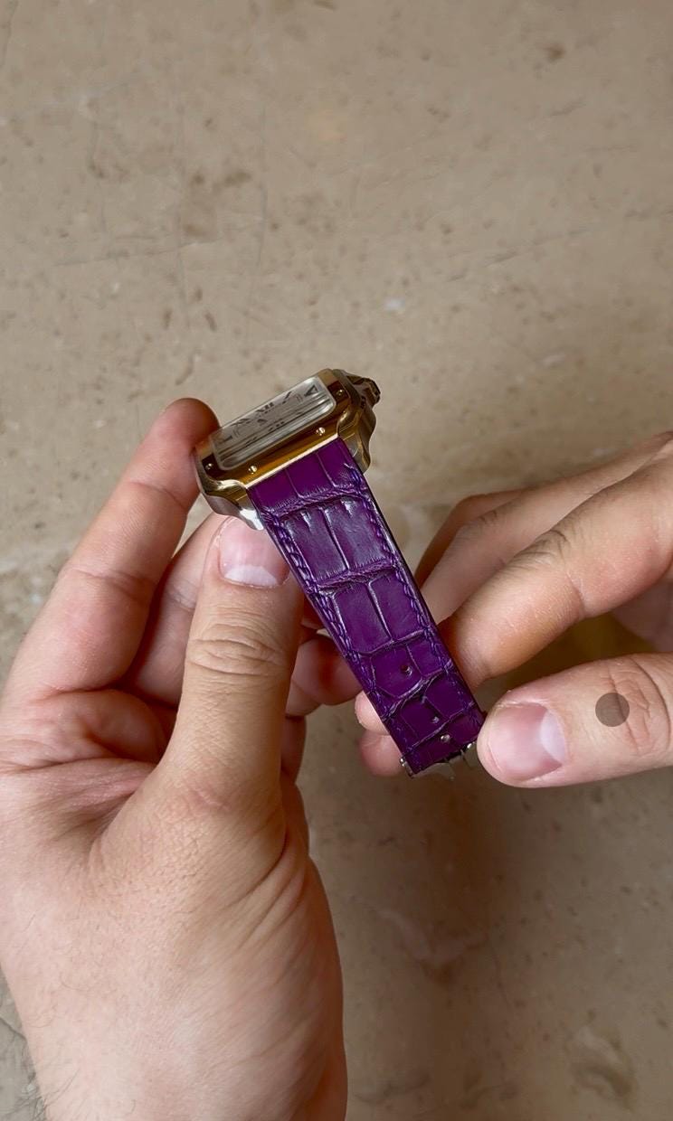 Cartier Santos Lederarmband WSSA (mittel und groß) – Schnellverschluss-kompatibles mattes Alligatorleder