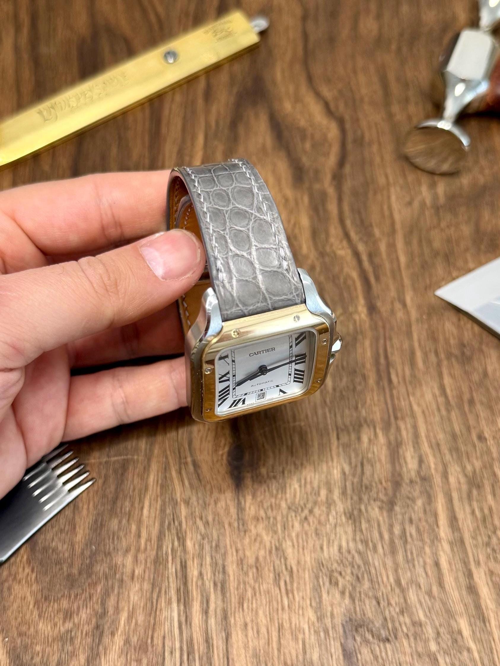 Cartier Santos Lederarmband WSSA (mittel und groß) – Schnellverschluss-kompatibles glänzendes Alligatorleder