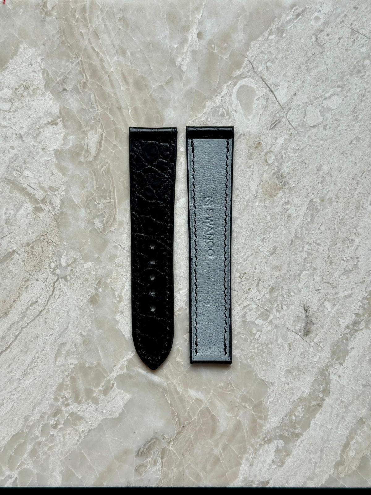 Matte alligator leather strap for Omega Speedmaster & Seamaster – handmade by Atelier Taha