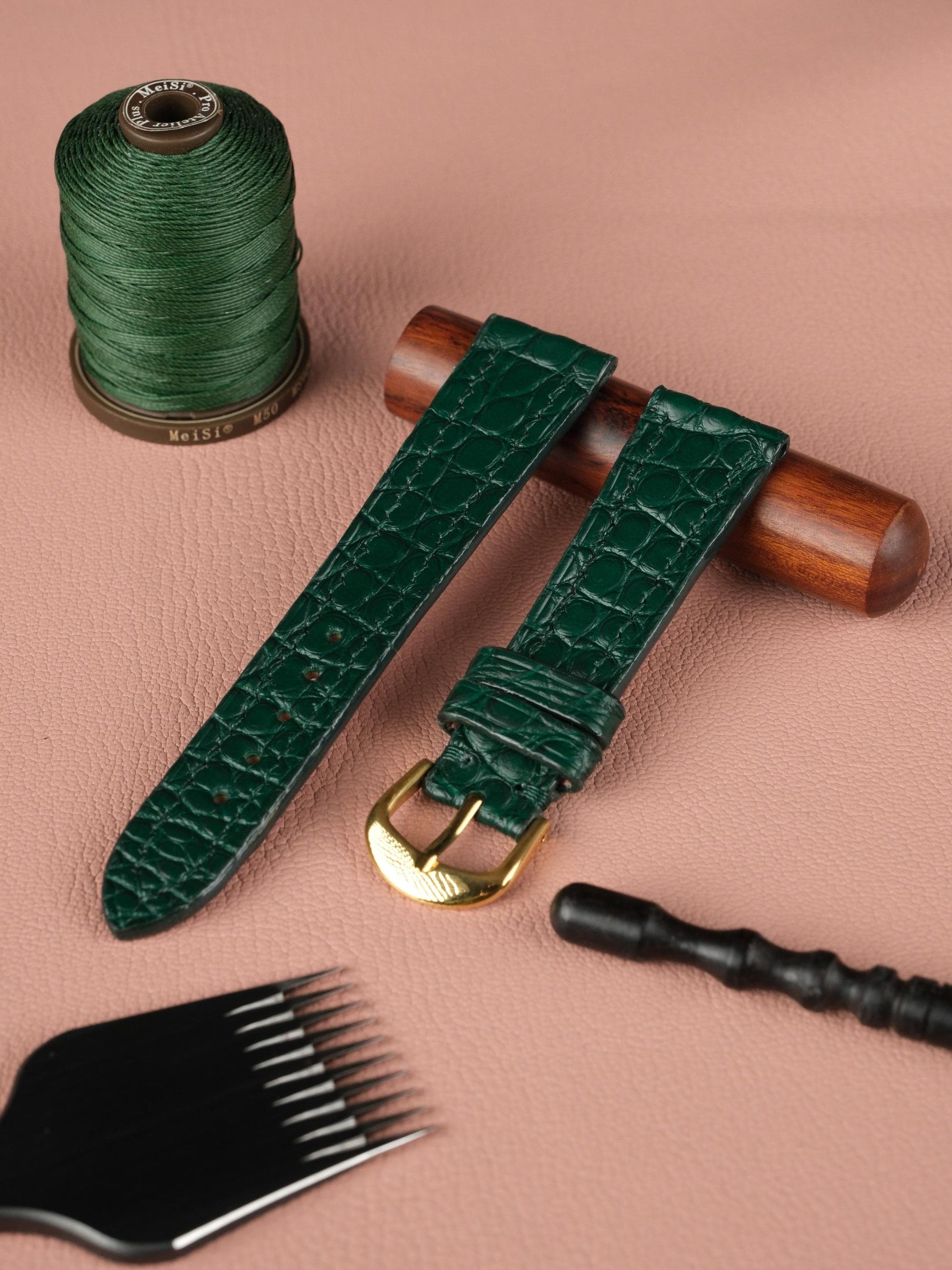 Bespoke Cartier Tank Leather Watch Strap – Handmade Matte Alligator Leather Strap