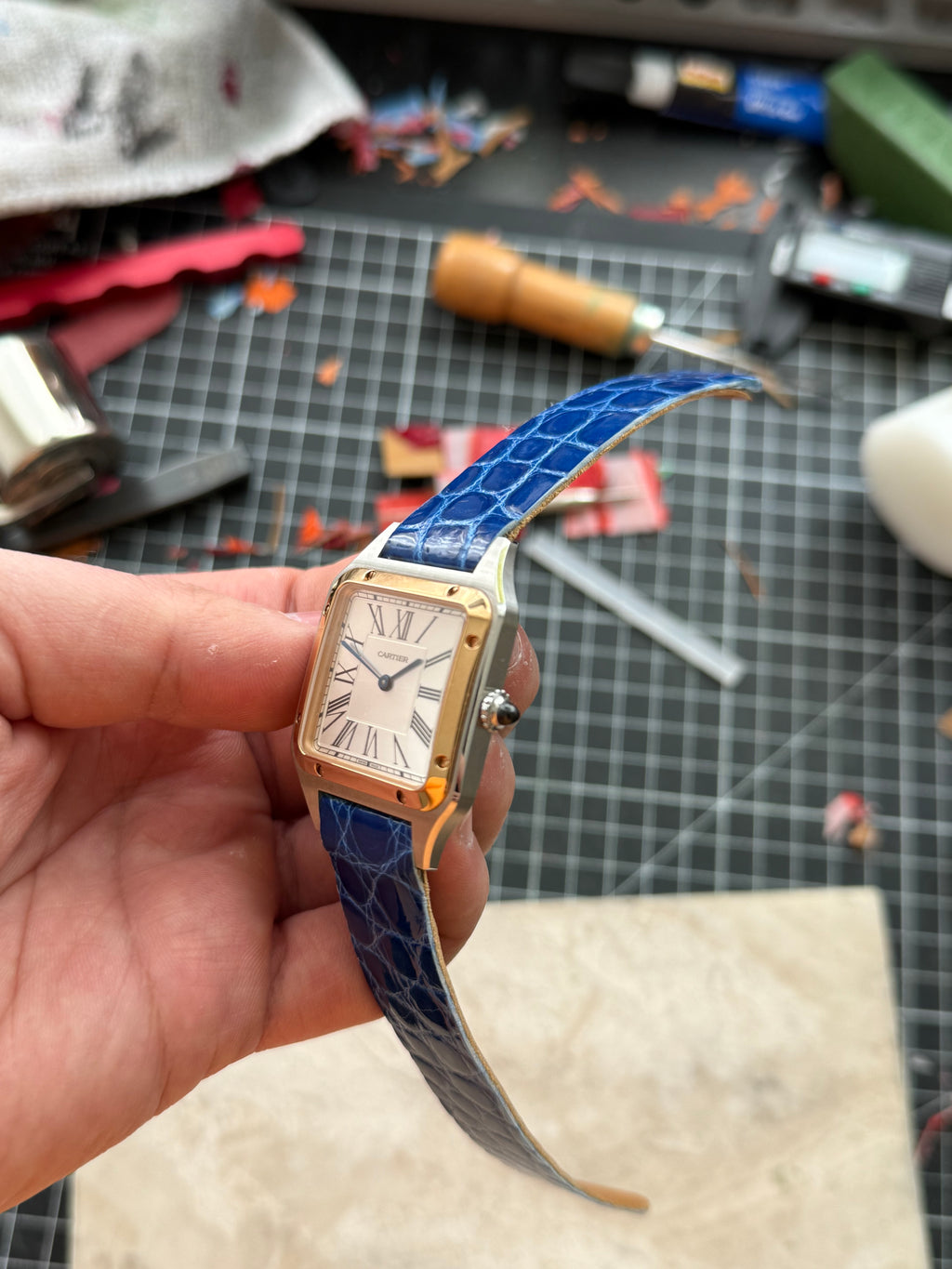 Cartier Santos Dumont Leather Strap – Quick Release Compatible Shiny Alligator Leather