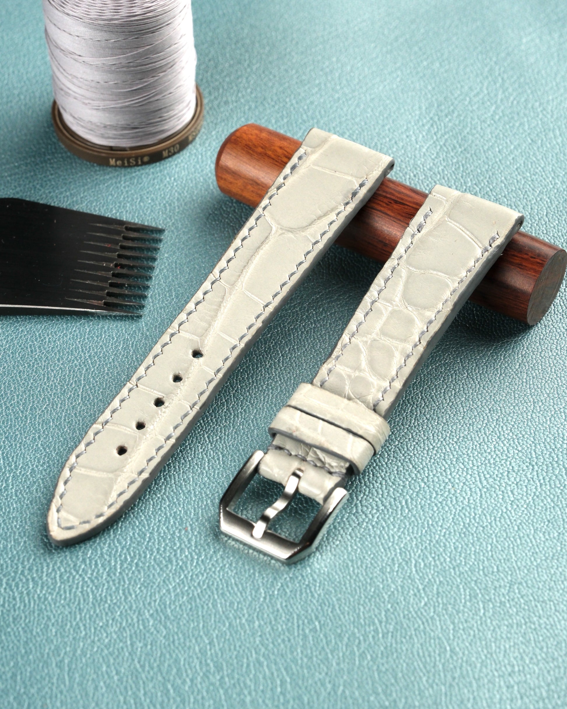 Bespoke Cartier Tank Leather Watch Strap – Handmade Matte Alligator Leather Strap