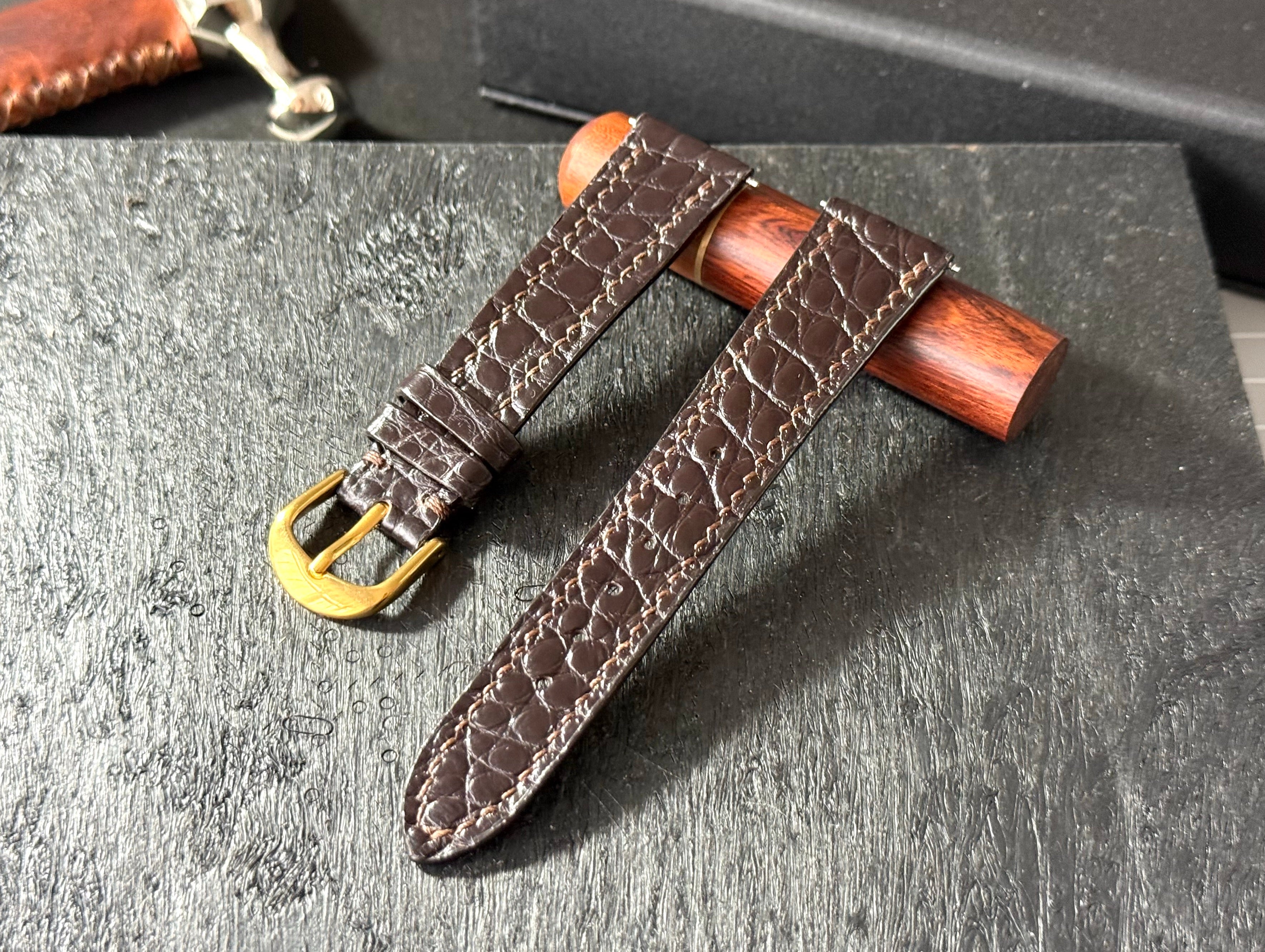 Maßgeschneidertes Cartier Tank Lederarmband – Handgefertigtes mattes Alligatorlederarmband