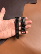 Bespoke Cartier Tank Leather Watch Strap - Handmade Large Grain Alligator Leather Strap