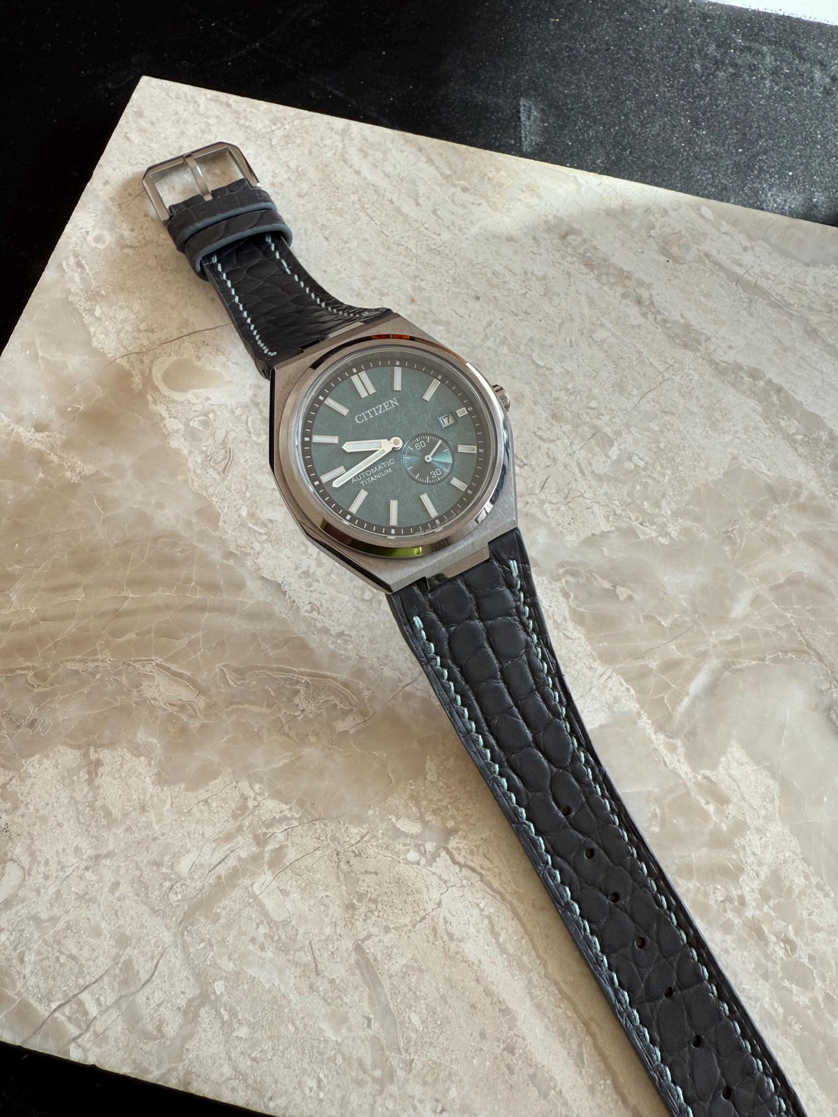 Matte alligator leather strap for Citizen Zenshin – handmade by Atelier Taha