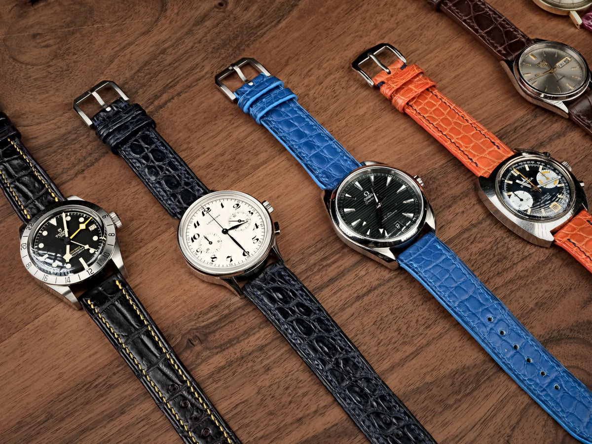 Alligator straps from the atelier on five watches