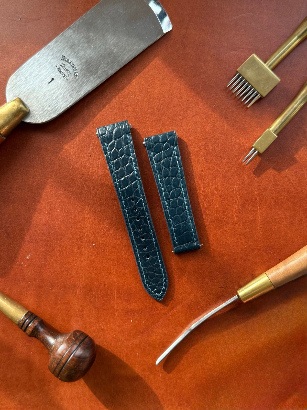 Matte alligator leather strap for Cartier Santos WSSA – handmade by Atelier Taha