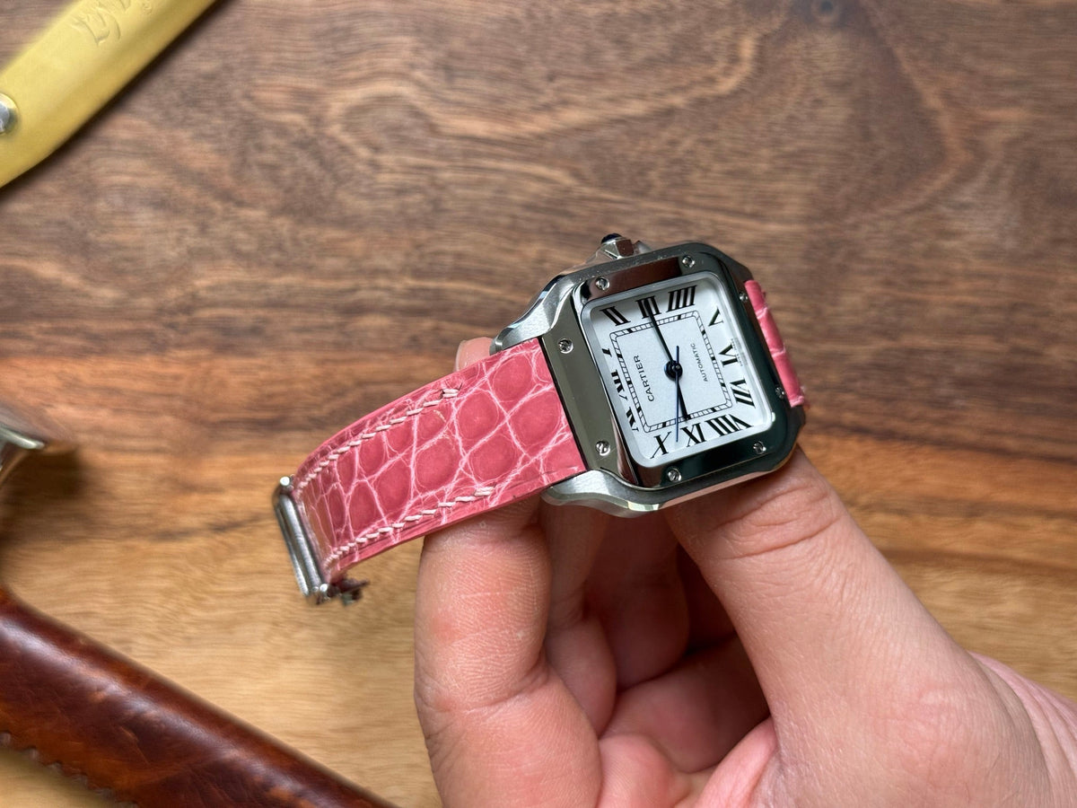 Maßarmband aus Leder für Cartier Santos WSSA (Medium & Large) – Leder nach Wahl