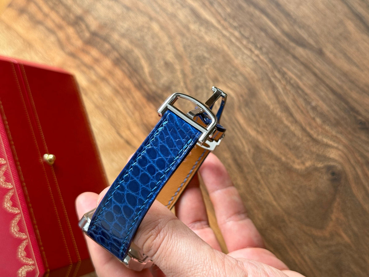 Shiny alligator leather strap for Cartier Santos WSSA – handmade by Atelier Taha