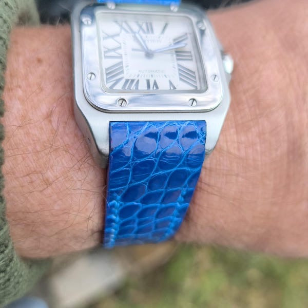 Maßarmband aus Leder für Cartier Santos 100 (M & XL) – Leder nach Wahl
