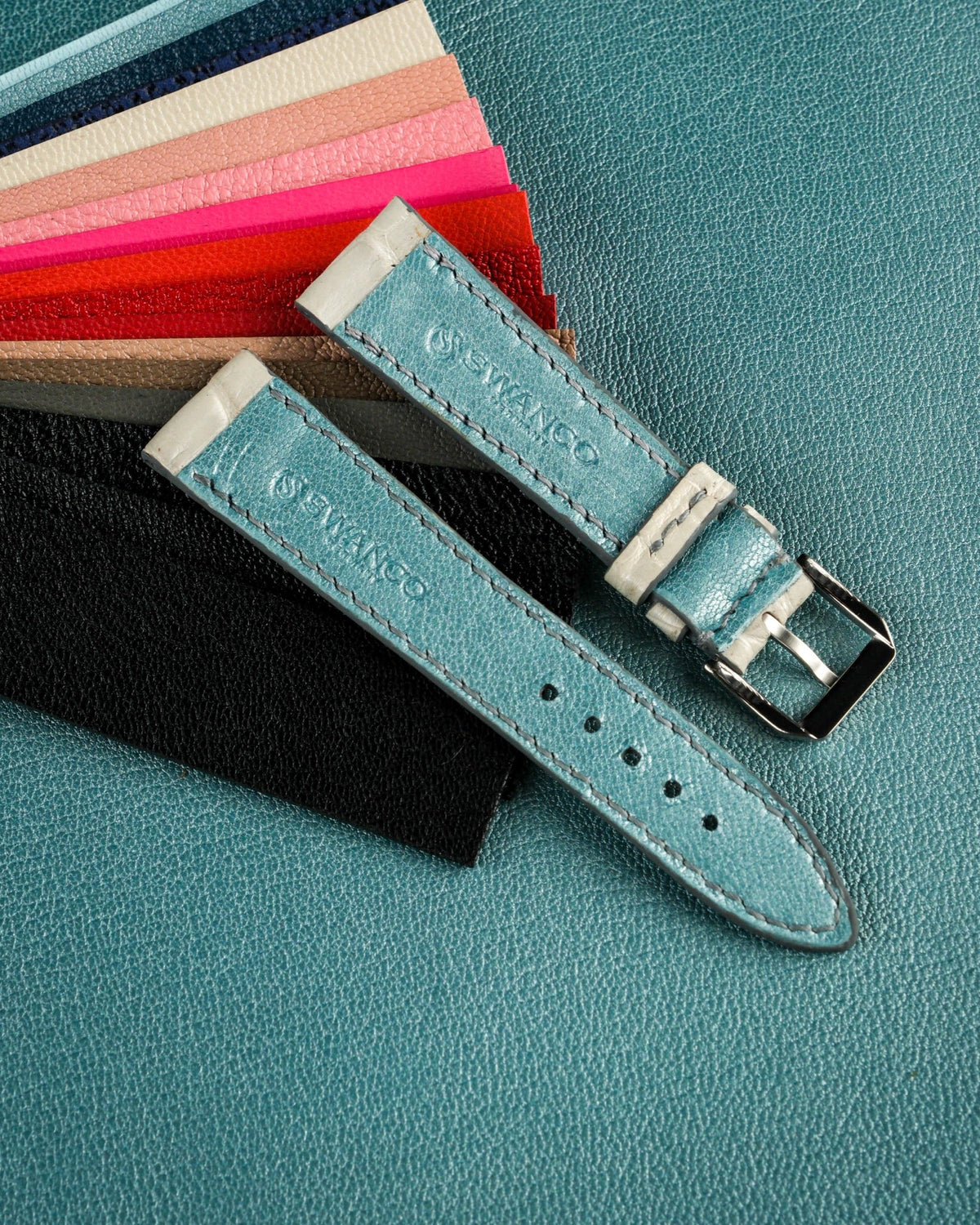 Large grain alligator leather strap – handmade by Atelier Taha