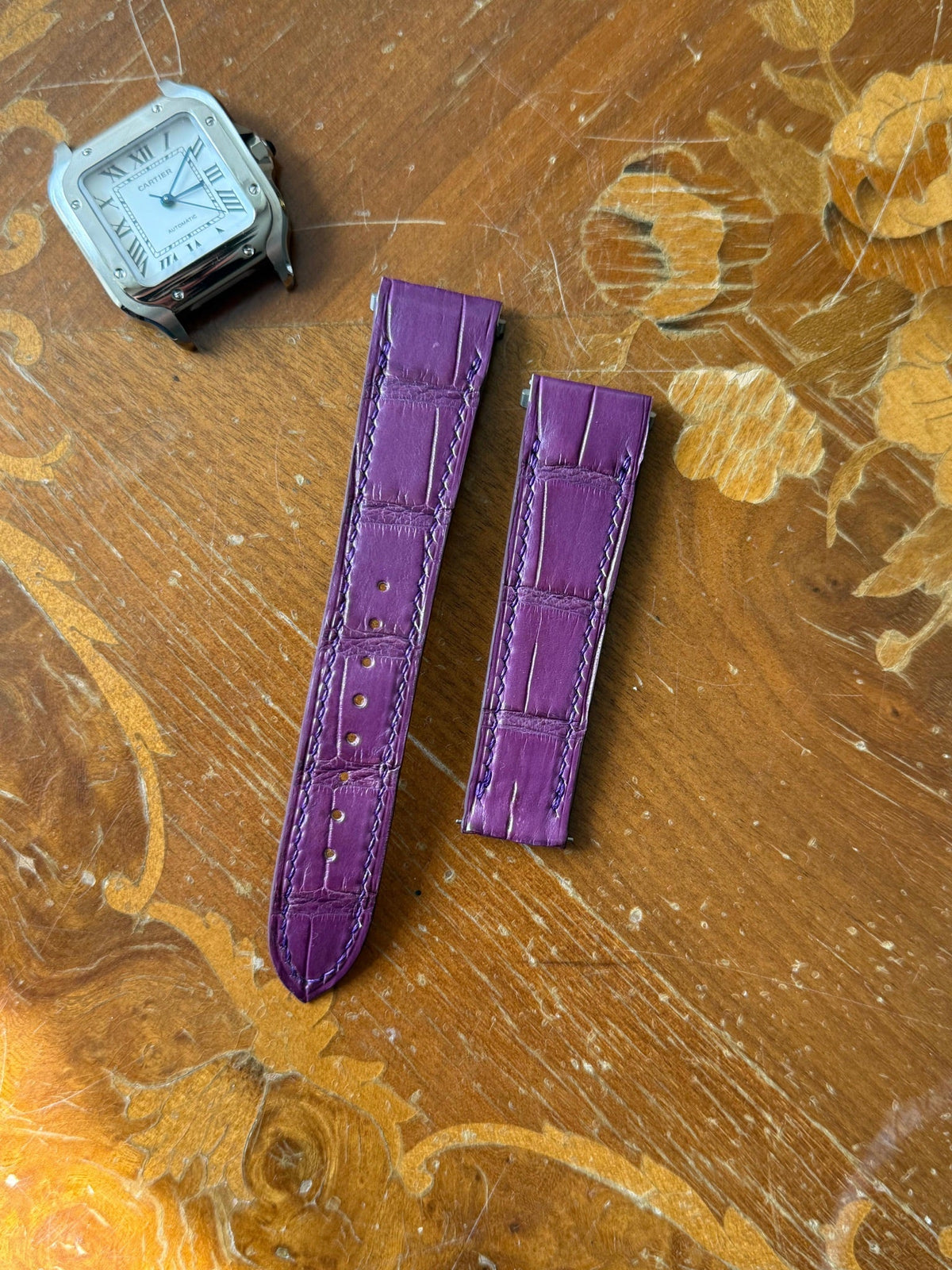Large grain alligator leather strap – handmade by Atelier Taha