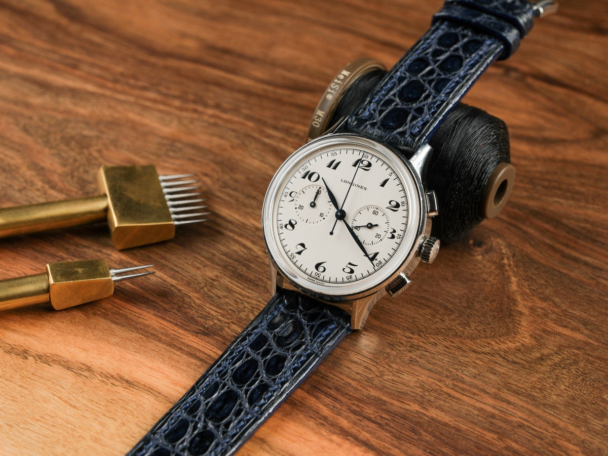 Large grain alligator leather strap – handmade by Atelier Taha