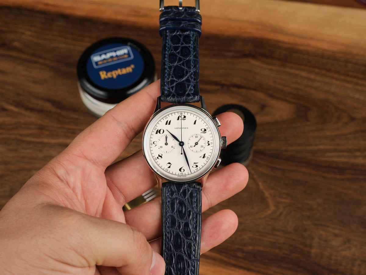 Large grain alligator leather strap – handmade by Atelier Taha