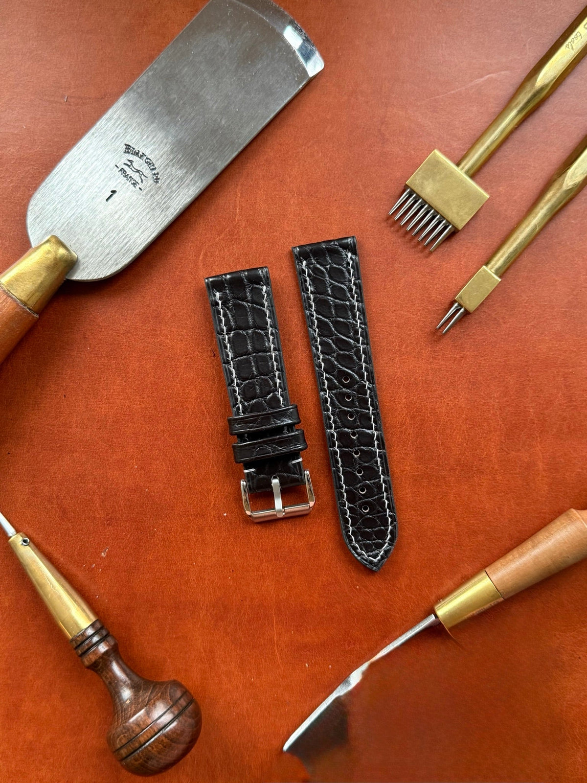 Matte alligator leather strap – handmade by Atelier Taha