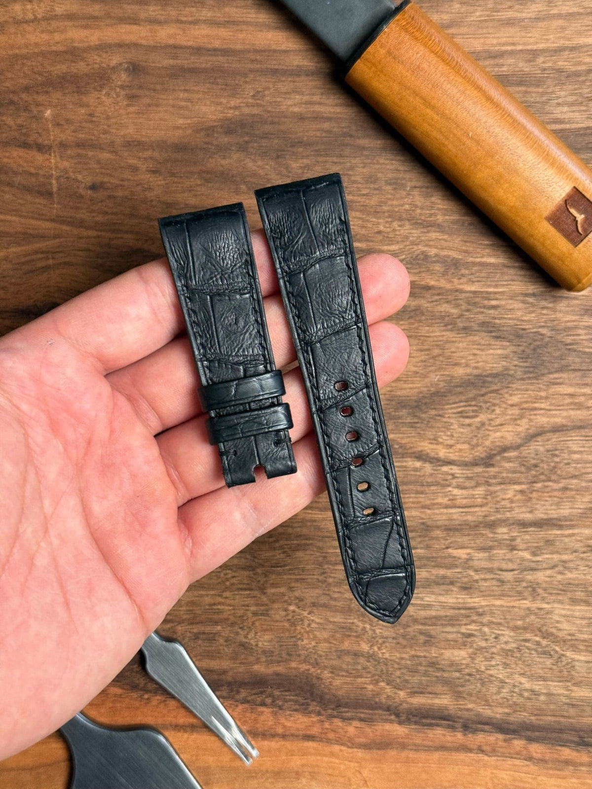 Large grain alligator leather strap for Audemars Piguet Code 11.59 – handmade by Atelier Taha