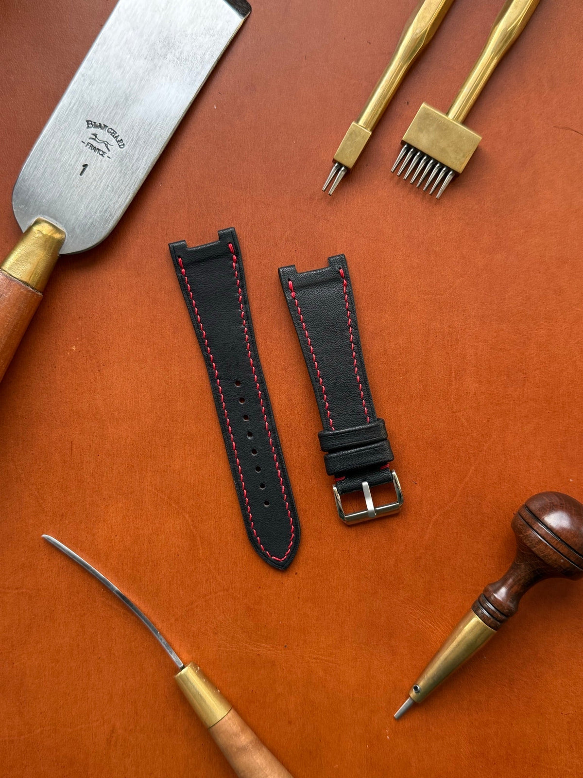 French goat leather strap – handmade by Atelier Taha